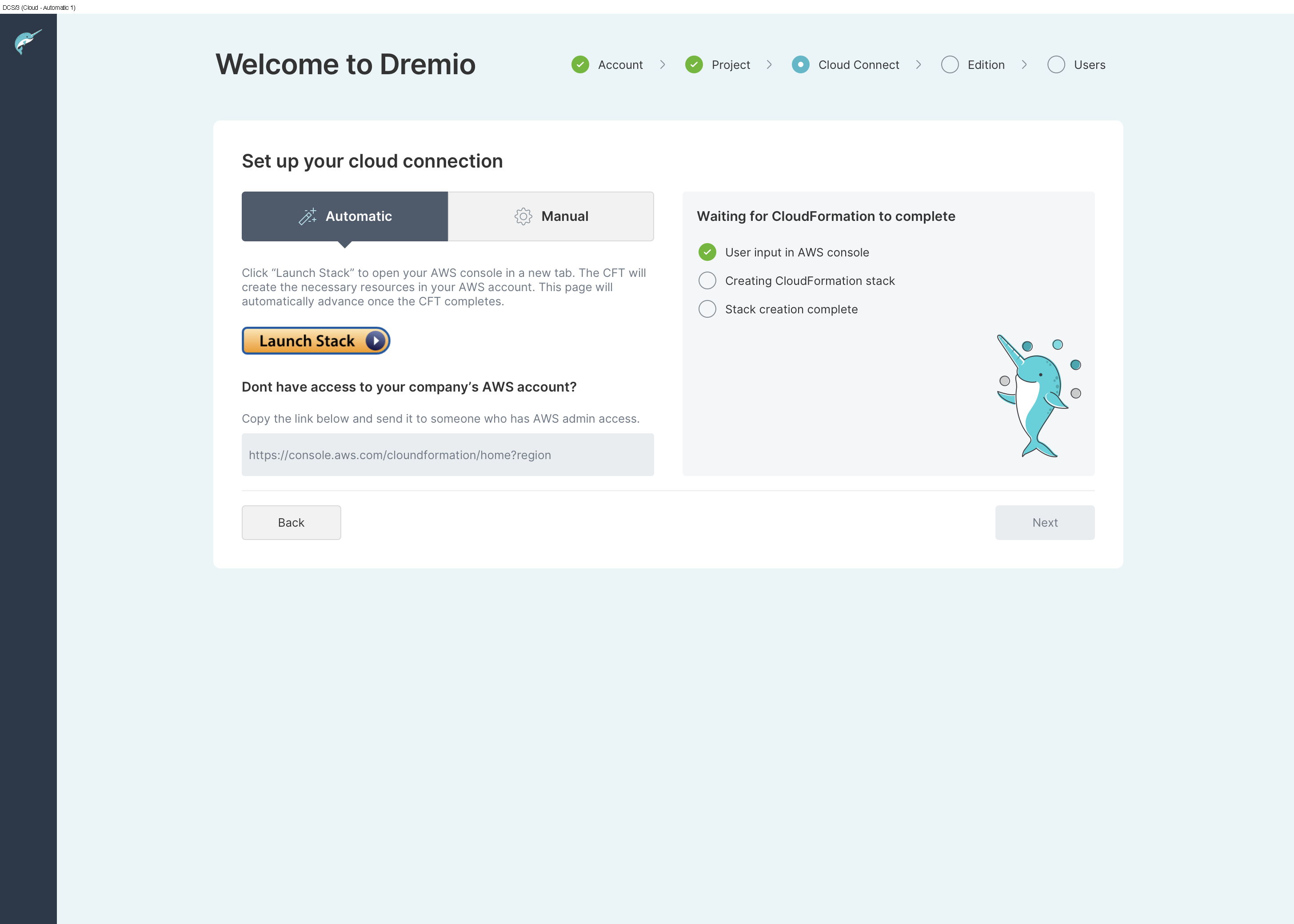 Guided AWS connection setup in Dremio