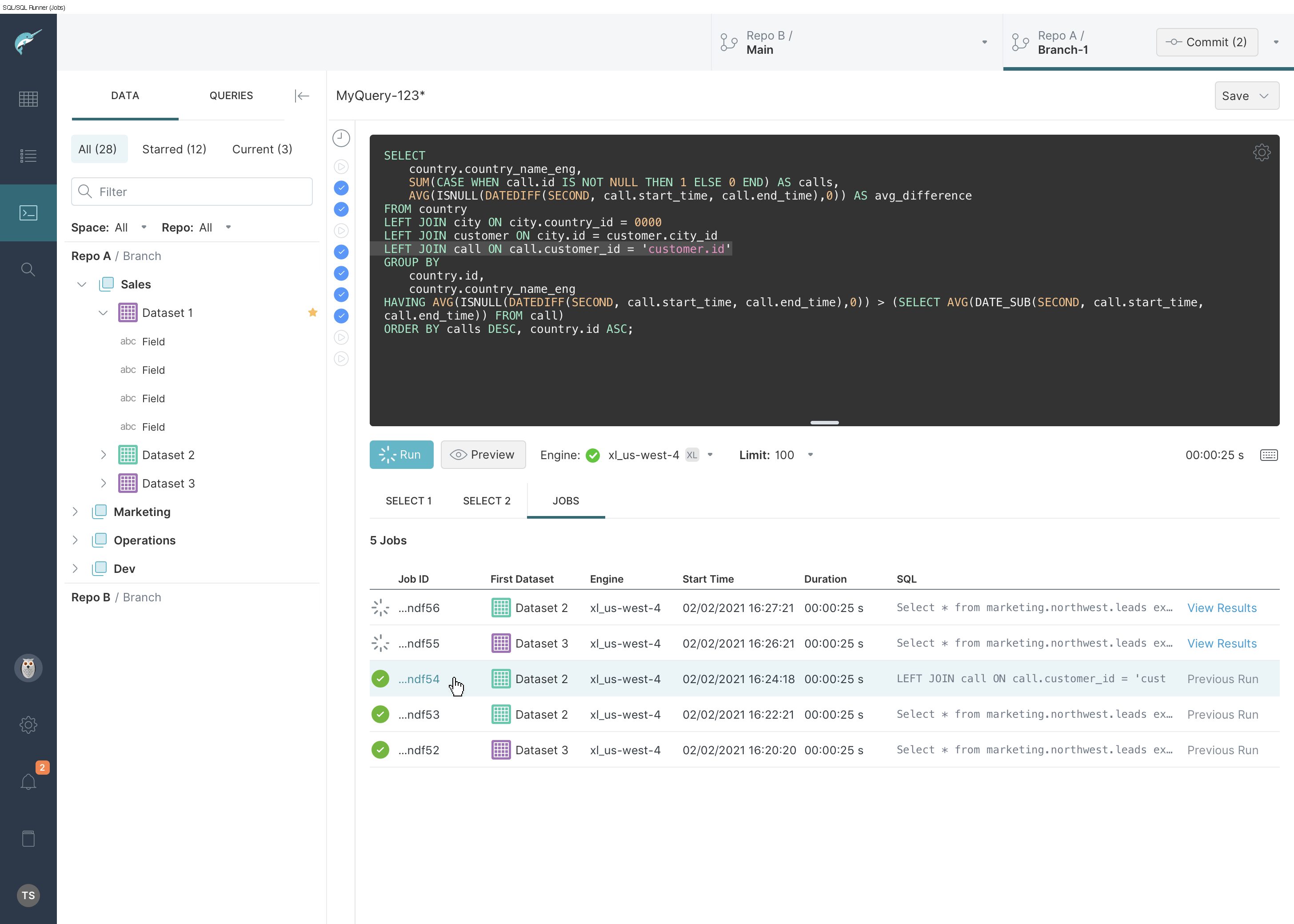 Dremio SQL workspace combining data navigation and query authoring